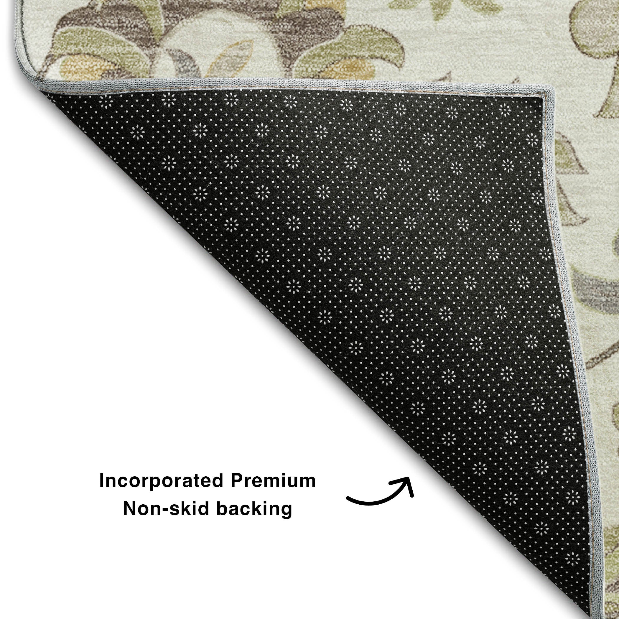8' X 10' Ivory Copper And Gray Floral Washable Area Rug With UV Protection